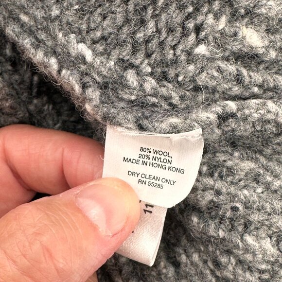 Vtg Express Gray Cable Knit Wool Blend Sweater L Crewneck Warm Coastal Y2K Retro - Picture 5 of 10